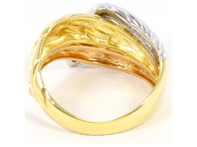 Autre Marque Ehering aus 18K Gold und Platin mit Diamant Golden - Ansicht 4