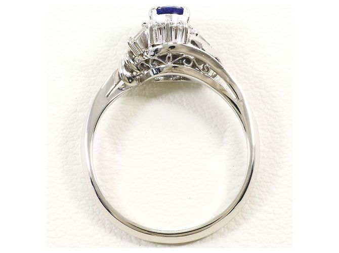Autre Marque Platin-Bandring mit Saphir und Diamant - Ansicht 3