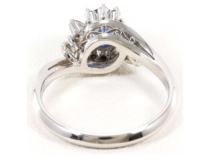 Autre Marque Platin-Bandring mit Saphir und Diamant - Ansicht 4