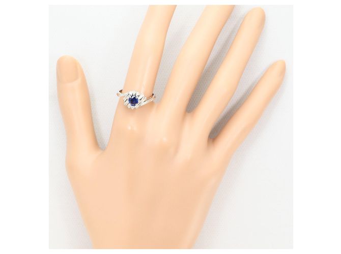 Autre Marque Platin-Bandring mit Saphir und Diamant - Ansicht 7