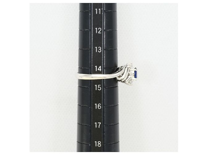 Autre Marque Platin-Bandring mit Saphir und Diamant - Ansicht 8