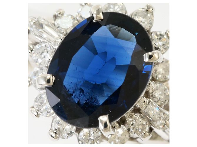 Autre Marque Platin-Bandring mit Saphir und Diamant - Ansicht 2