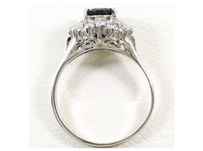 Autre Marque Platin-Bandring mit Saphir und Diamant - Ansicht 3