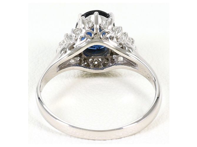 Autre Marque Platin-Bandring mit Saphir und Diamant - Ansicht 4