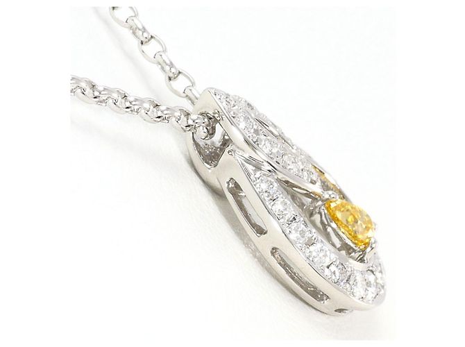 Autre Marque Collana in platino con diamanti gialli e bianchi - vista 2