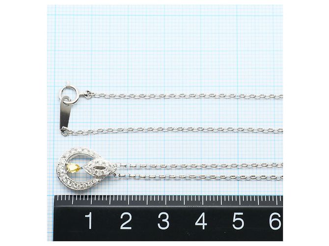 Autre Marque Collana in platino con diamanti gialli e bianchi - vista 5