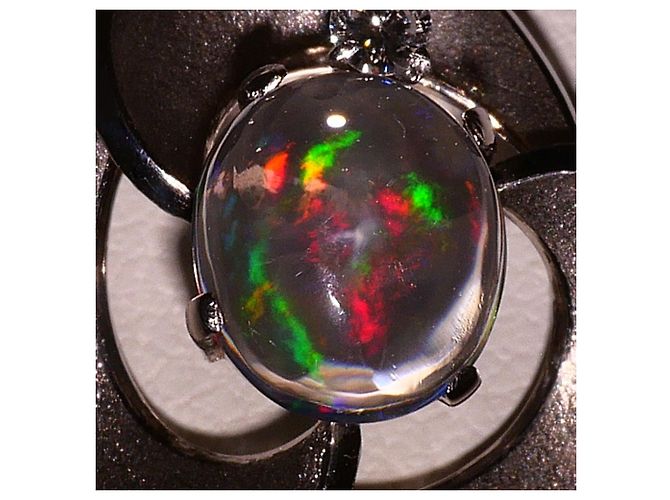 Autre Marque Collana in platino con opale d'acqua e diamante - vista 2