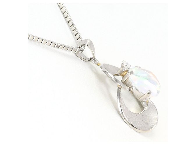 Autre Marque Collana in platino con opale d'acqua e diamante - vista 3