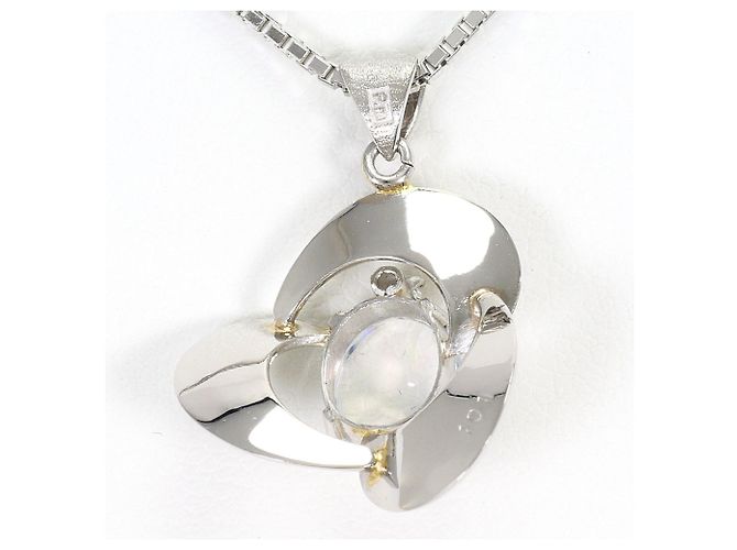 Autre Marque Collana in platino con opale d'acqua e diamante - vista 4
