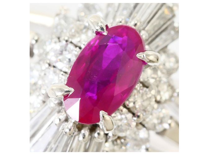 Autre Marque Platin-Bandring mit Rubin und Diamant - Ansicht 2