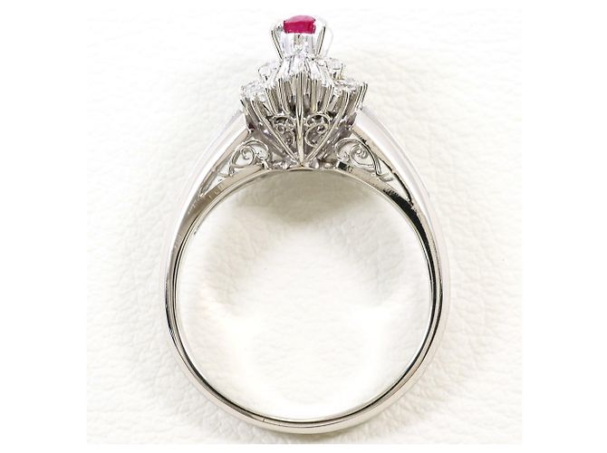 Autre Marque Platin-Bandring mit Rubin und Diamant - Ansicht 3