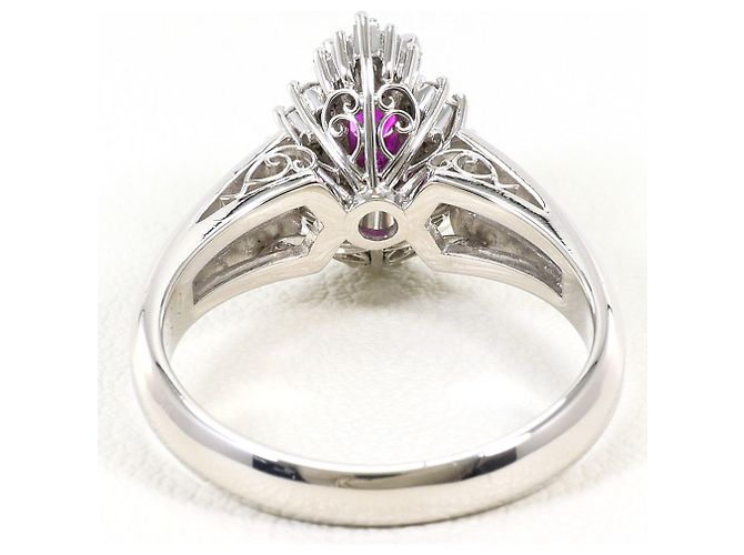 Autre Marque Platin-Bandring mit Rubin und Diamant - Ansicht 4