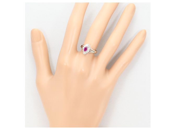 Autre Marque Platin-Bandring mit Rubin und Diamant - Ansicht 6