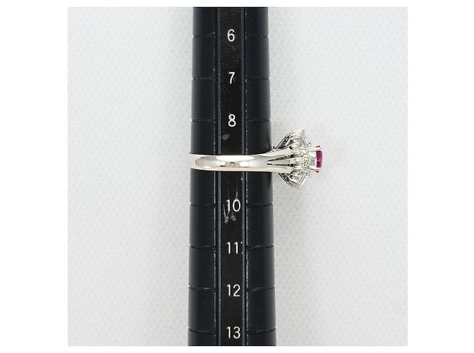 Autre Marque Platin-Bandring mit Rubin und Diamant - Ansicht 7