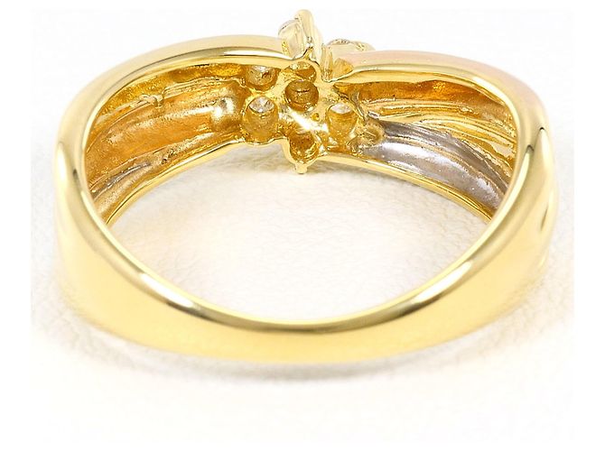 Autre Marque Anello fede con diamanti in oro 18K e platino D'oro - vista 4