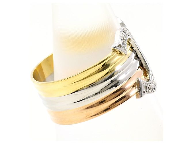 Autre Marque Eleganter Diamant-Bandring in Drei Farben Golden - Ansicht 3