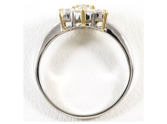 Autre Marque Anello fede in platino e oro giallo con diamante D'oro - vista 3