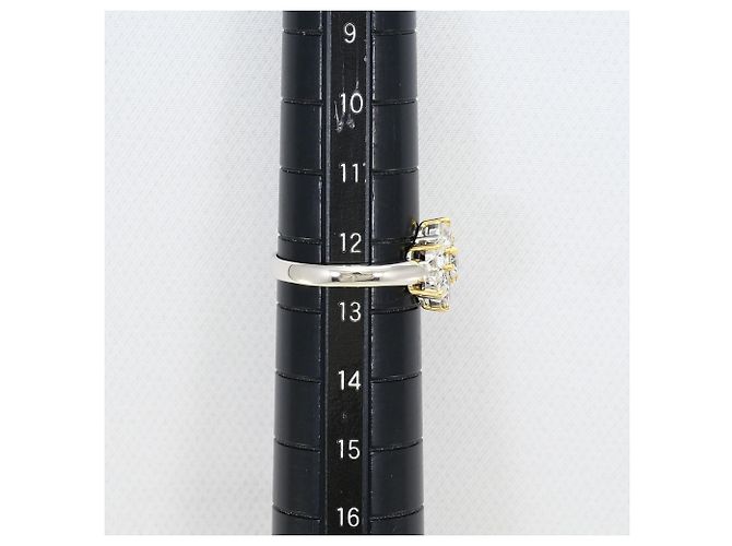 Autre Marque Anello fede in platino e oro giallo con diamante D'oro - vista 8