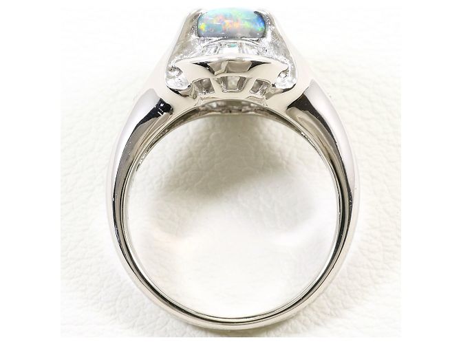 Autre Marque Platin-Bandring mit Opal und Diamant Schwarz - Ansicht 4