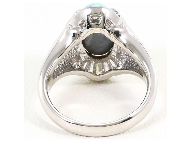 Autre Marque Platin-Bandring mit Opal und Diamant Schwarz - Ansicht 5