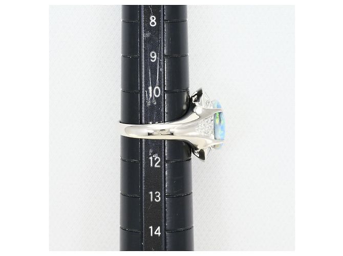 Autre Marque Platin-Bandring mit Opal und Diamant Schwarz - Ansicht 9