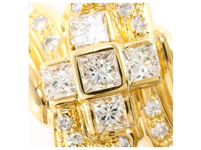 Autre Marque Anel banda em ouro amarelo 18K com diamante Dourado - vista 2