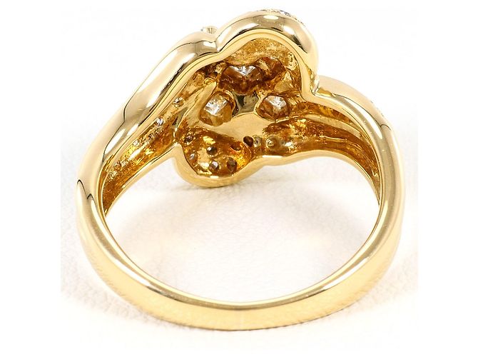 Autre Marque Anel banda em ouro amarelo 18K com diamante Dourado - vista 4