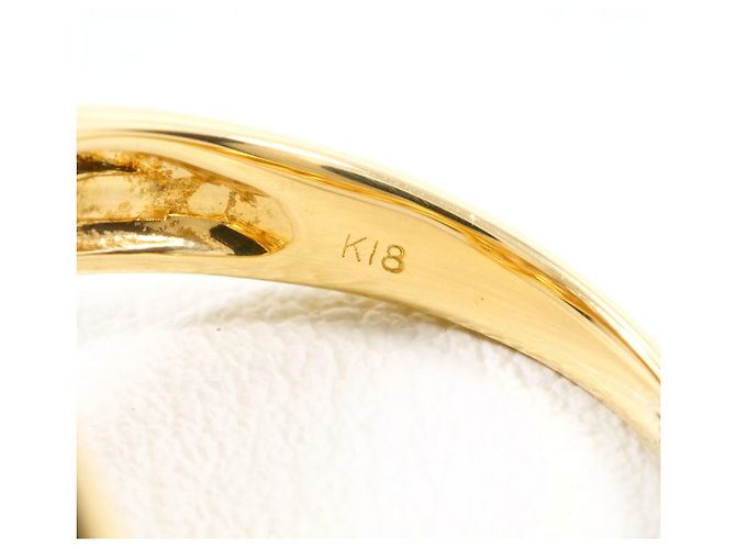 Autre Marque Anel banda em ouro amarelo 18K com diamante Dourado - vista 5