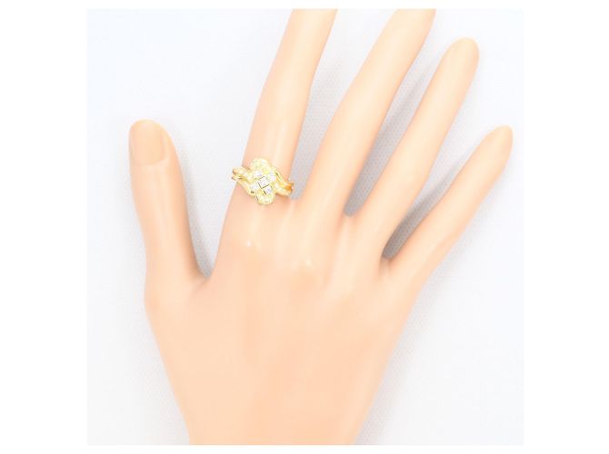 Autre Marque Anel banda em ouro amarelo 18K com diamante Dourado - vista 7