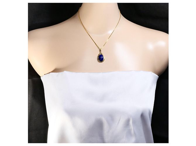 Autre Marque Collana in oro giallo 18K con lapislazzuli e diamante D'oro - vista 6