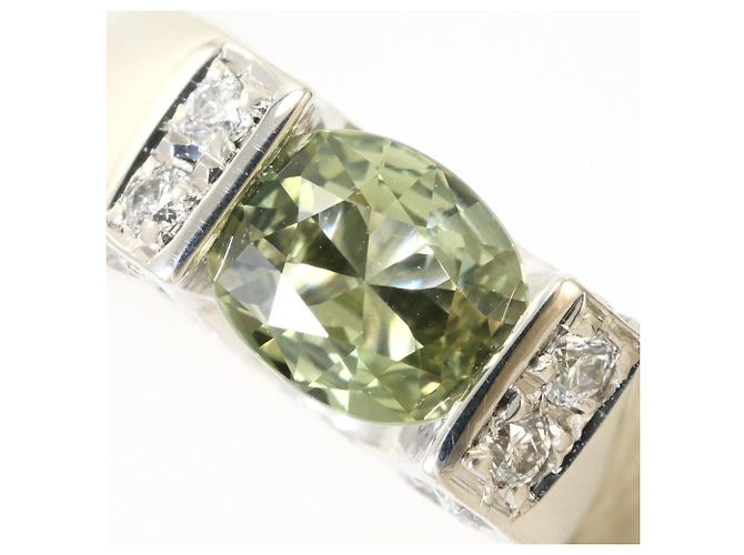 Autre Marque Anel aliança de platina com safira e diamante - vista 2