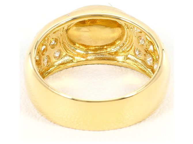 Autre Marque Anello a fascia in oro giallo 18K con giada e diamante D'oro - vista 4