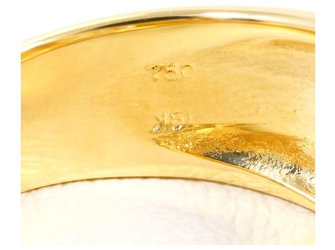 Autre Marque Anello a fascia in oro giallo 18K con giada e diamante D'oro - vista 5