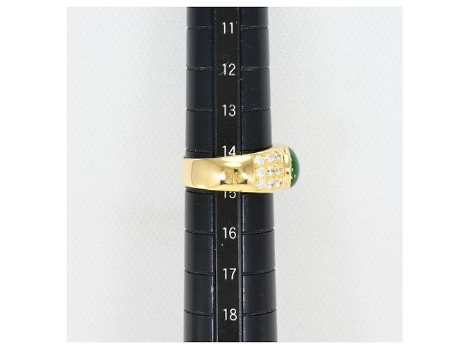 Autre Marque Anello a fascia in oro giallo 18K con giada e diamante D'oro - vista 7