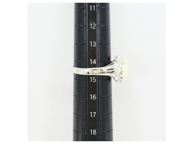 Autre Marque Platin-Bandring mit Opal und Diamant - Ansicht 9