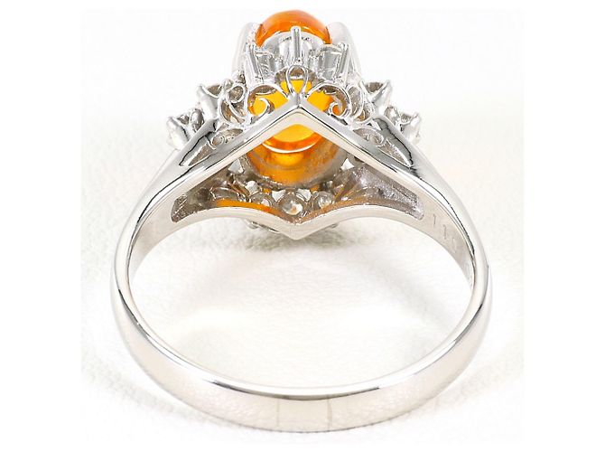 Autre Marque Platinum Band Ring with Opal and Diamond - view 5