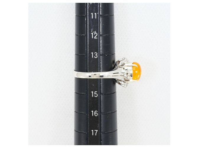 Autre Marque Platinum Band Ring with Opal and Diamond - view 8