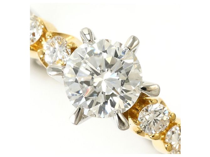 Autre Marque Anello fede in oro giallo 18K e platino con diamanti D'oro - vista 2