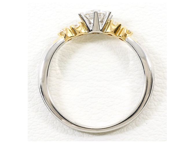 Autre Marque Anello fede in oro giallo 18K e platino con diamanti D'oro - vista 3