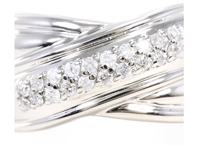 Autre Marque Ehering aus 14K Weißgold mit Diamant - Ansicht 2