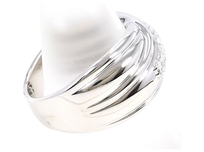 Autre Marque Ehering aus 14K Weißgold mit Diamant - Ansicht 3