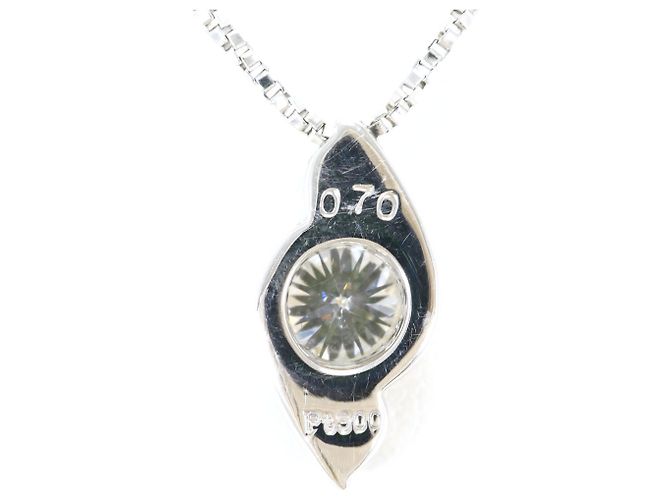 Autre Marque Platinhalskette mit Diamantanhänger - Ansicht 4