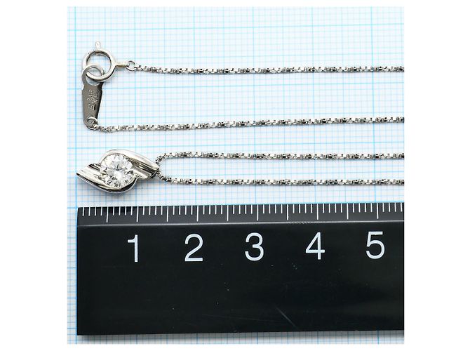 Autre Marque Platinhalskette mit Diamantanhänger - Ansicht 5