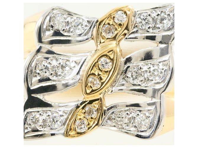 Autre Marque Anello fede in platino PT900 e oro giallo 18K con diamante D'oro - vista 2