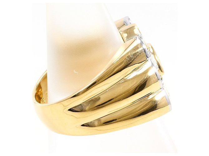 Autre Marque Anello fede in platino PT900 e oro giallo 18K con diamante D'oro - vista 3