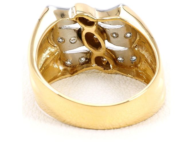 Autre Marque Anello fede in platino PT900 e oro giallo 18K con diamante D'oro - vista 4