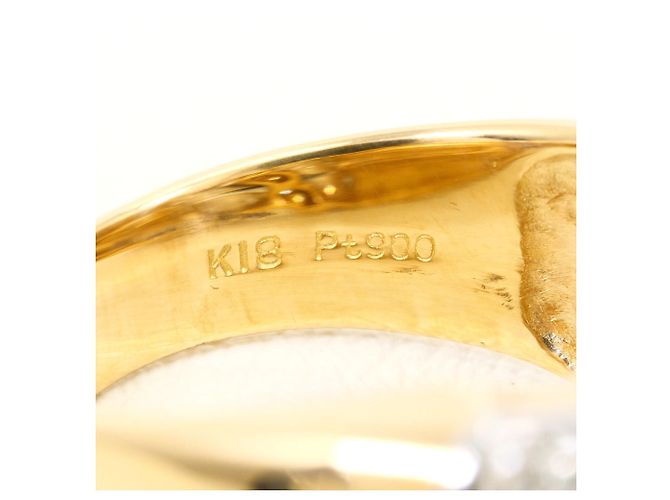 Autre Marque Anello fede in platino PT900 e oro giallo 18K con diamante D'oro - vista 6