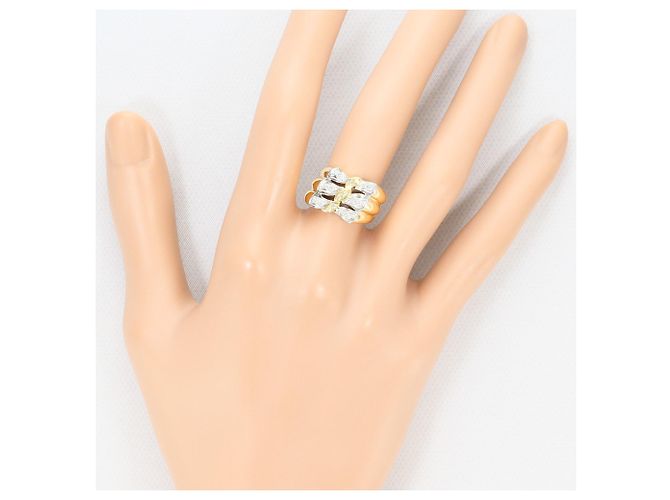Autre Marque Anello fede in platino PT900 e oro giallo 18K con diamante D'oro - vista 7
