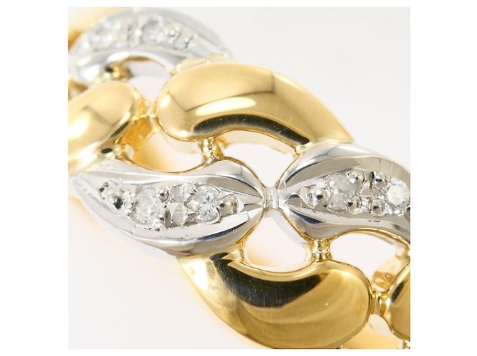 Autre Marque Ehering aus 18K Gelbgold und Platin mit Diamant Golden - Ansicht 2