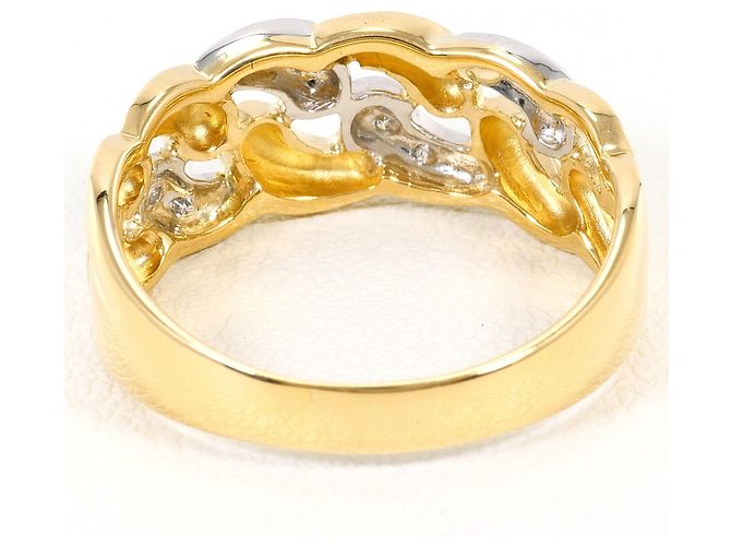 Autre Marque Ehering aus 18K Gelbgold und Platin mit Diamant Golden - Ansicht 4